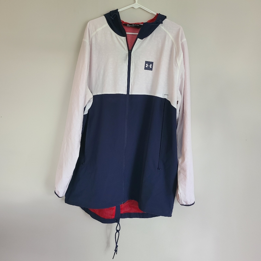 Under Armour Navy Blue Windbreaker Jacket with Hood